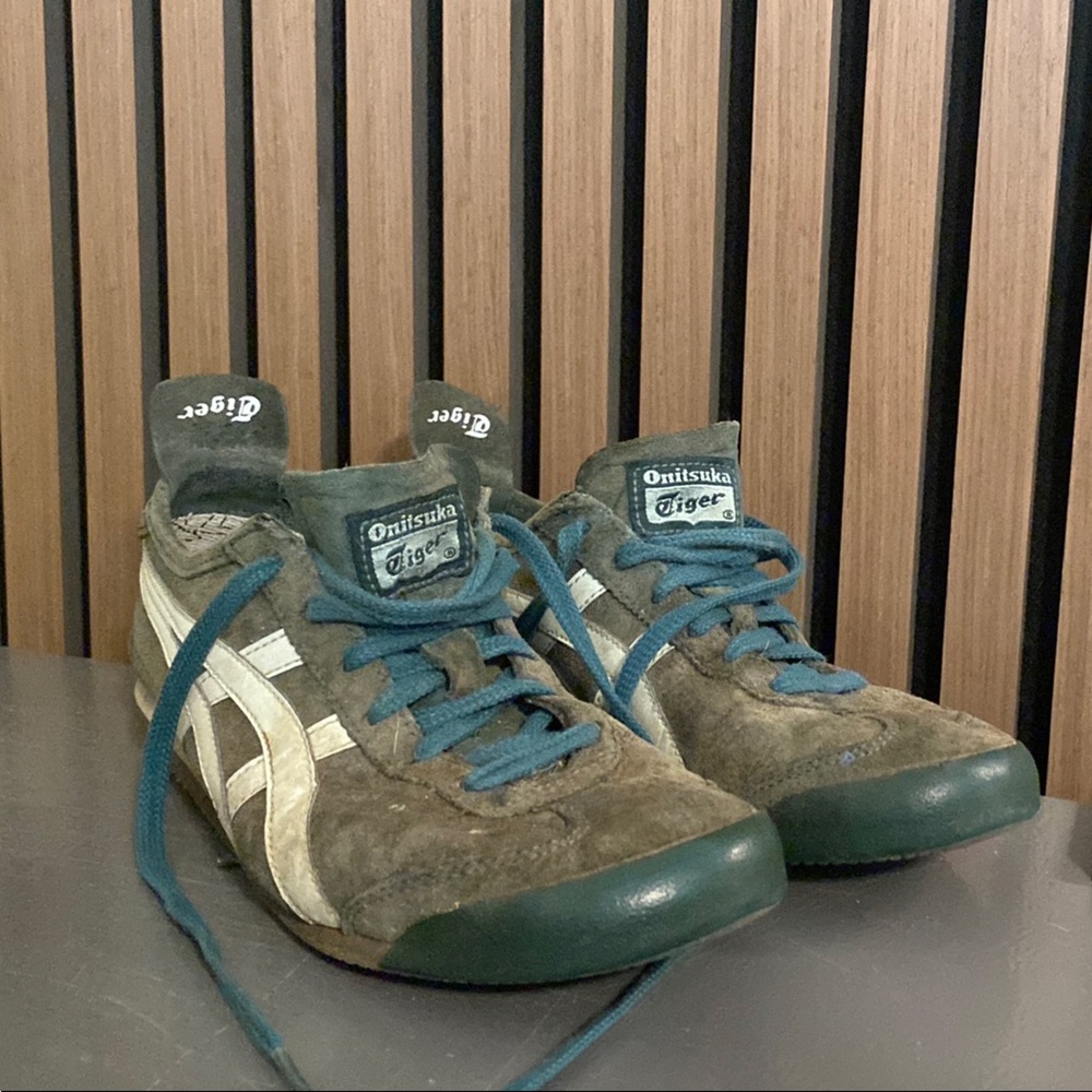 Onitsuka Tiger Olive Green & Cream Low-Top Sneakers